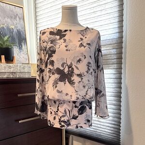 S. Levin Floral Pink and Black Women's Blouse. Size M